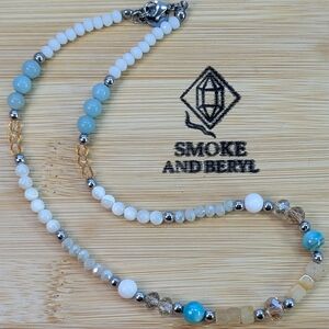 Custom Choker/Wrap Bracelet- Gemstone & Crystal, Silver Accents D097